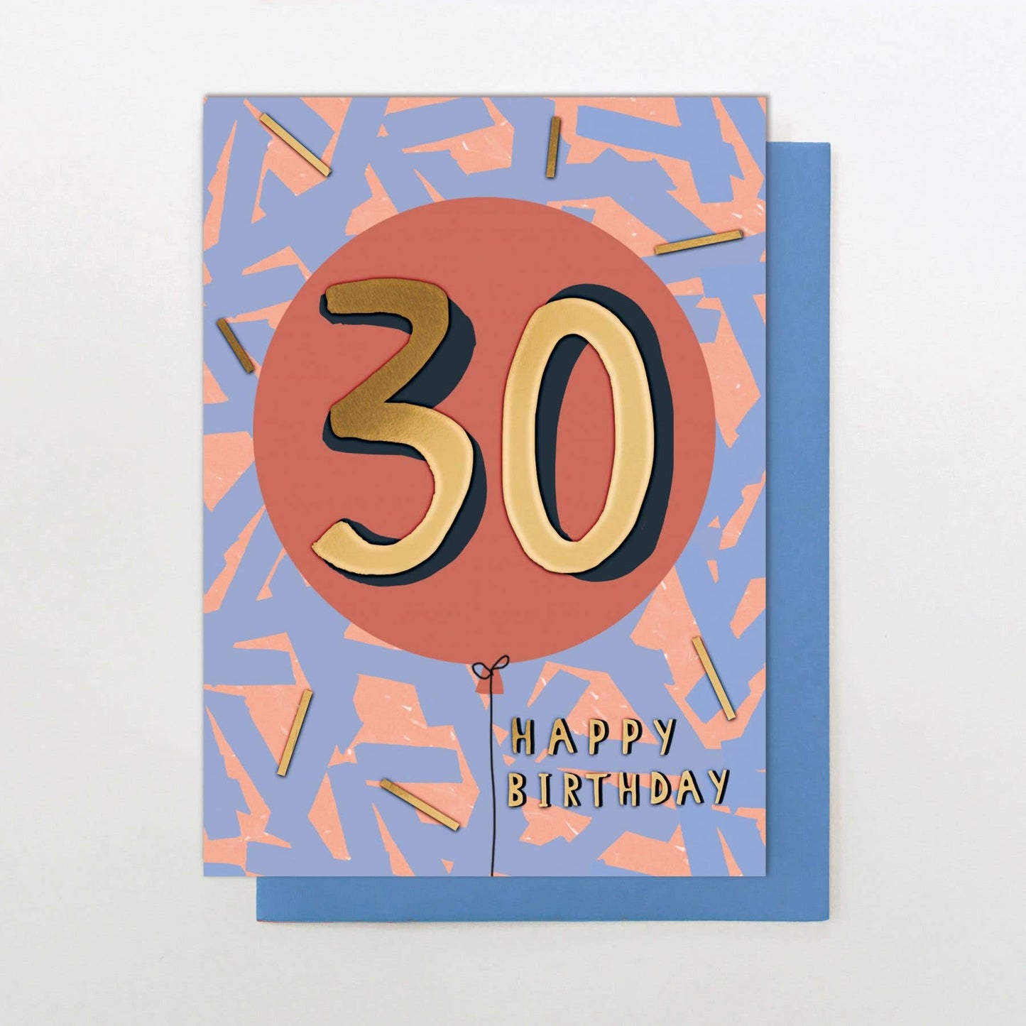 Blue and Orange 30 Birthday Card