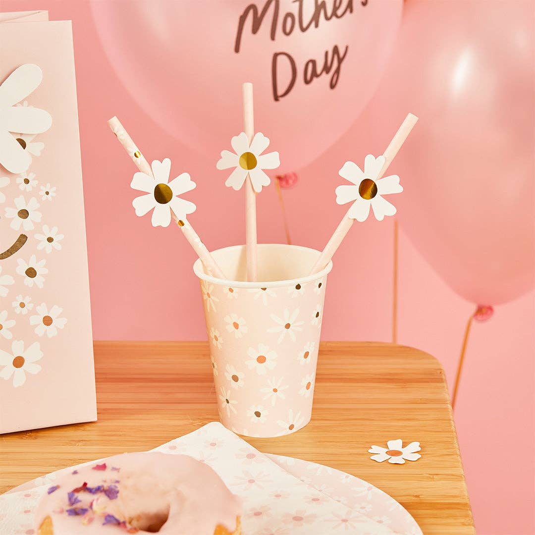 Daisy Paper Straws 16 Pack