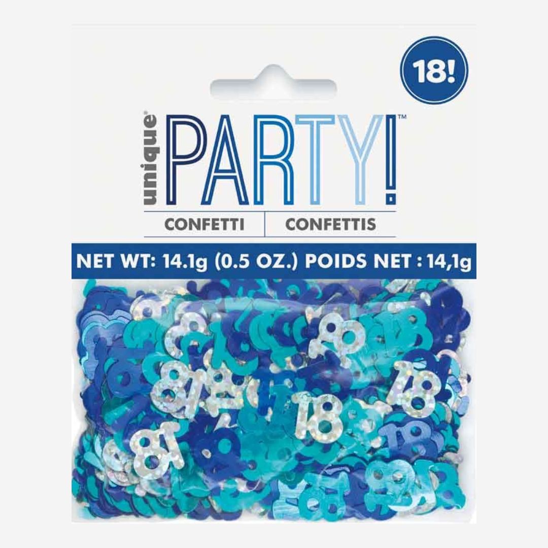 Glitz Blue 18th Happy Birthday Table Confetti