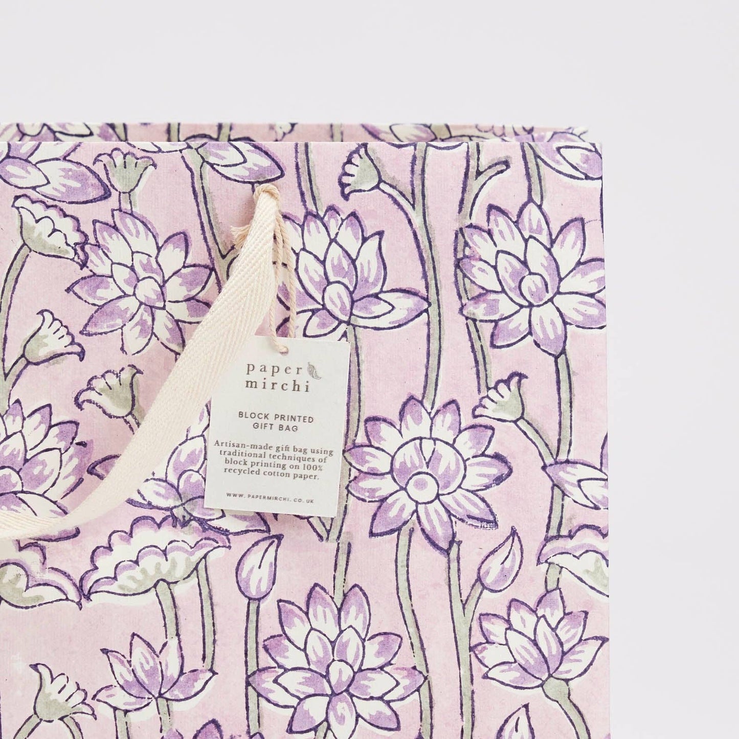 Hand Block Printed Gift Bags (Large) - Lavender