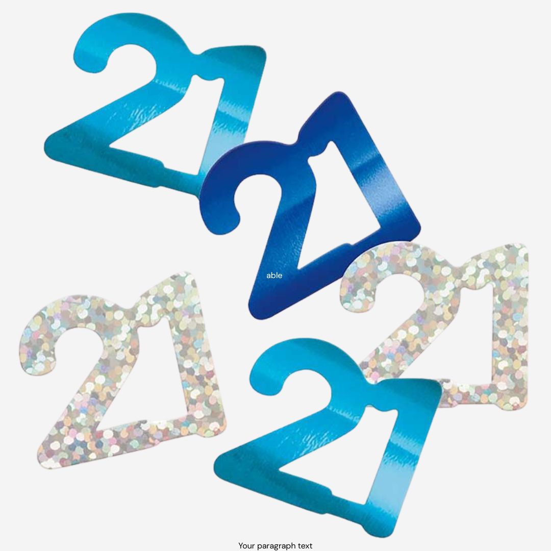Glitz Blue 21st Happy Birthday Table Confetti