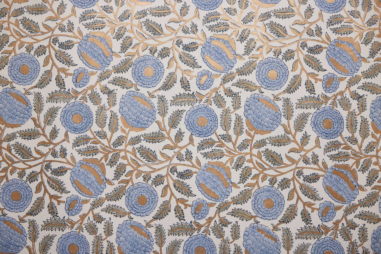 Marigold Glitz Blue Stone Block Printed Wrapping Paper Sheets