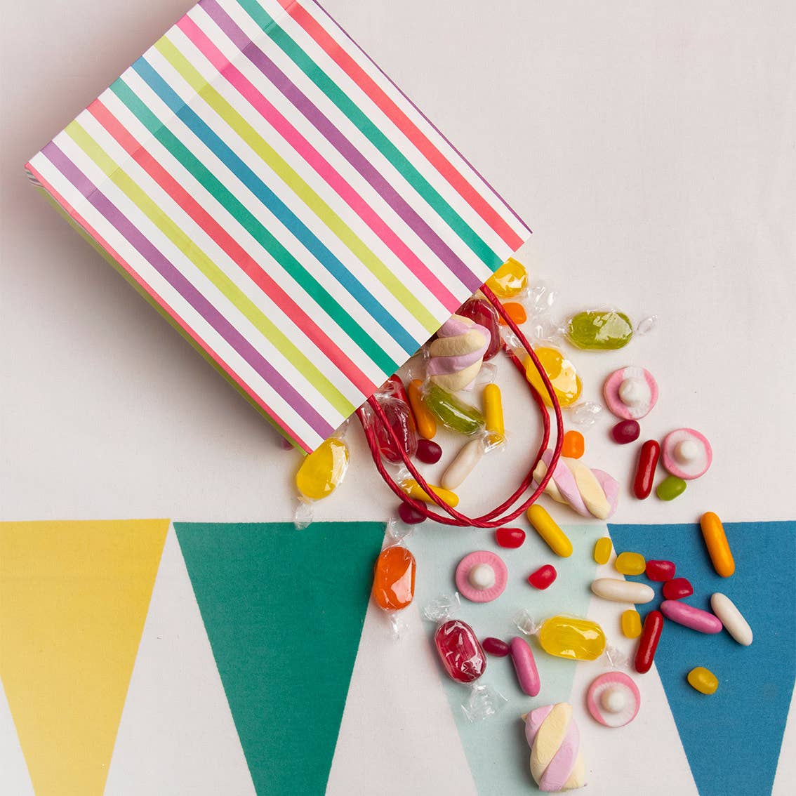Rainbow Striped Gift Bags for Party