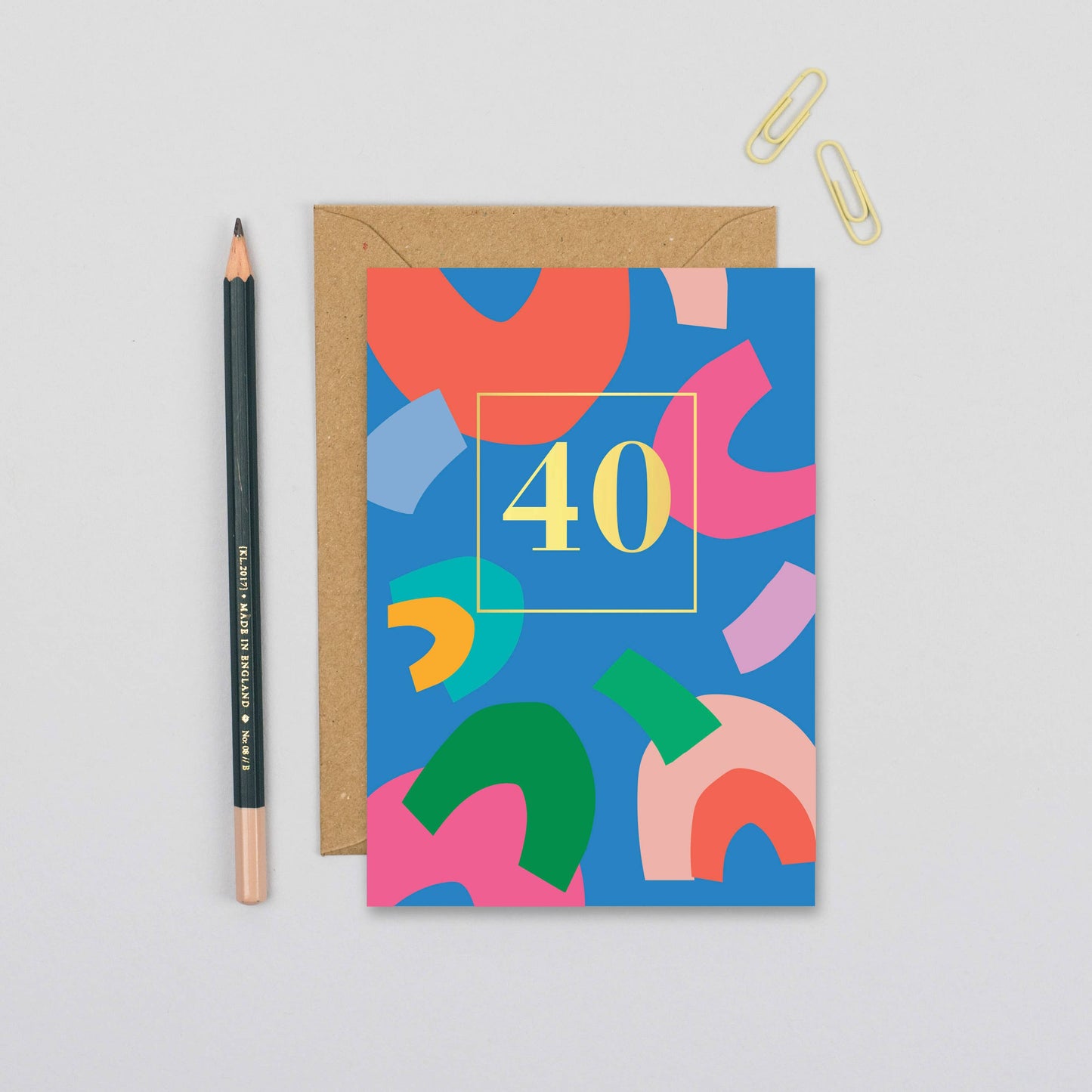 Age 40 Abstract Shapes Birthday Card