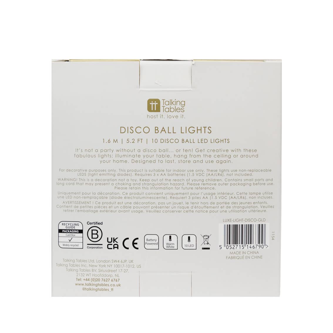 Gold Disco Ball String Lights - 1.6m