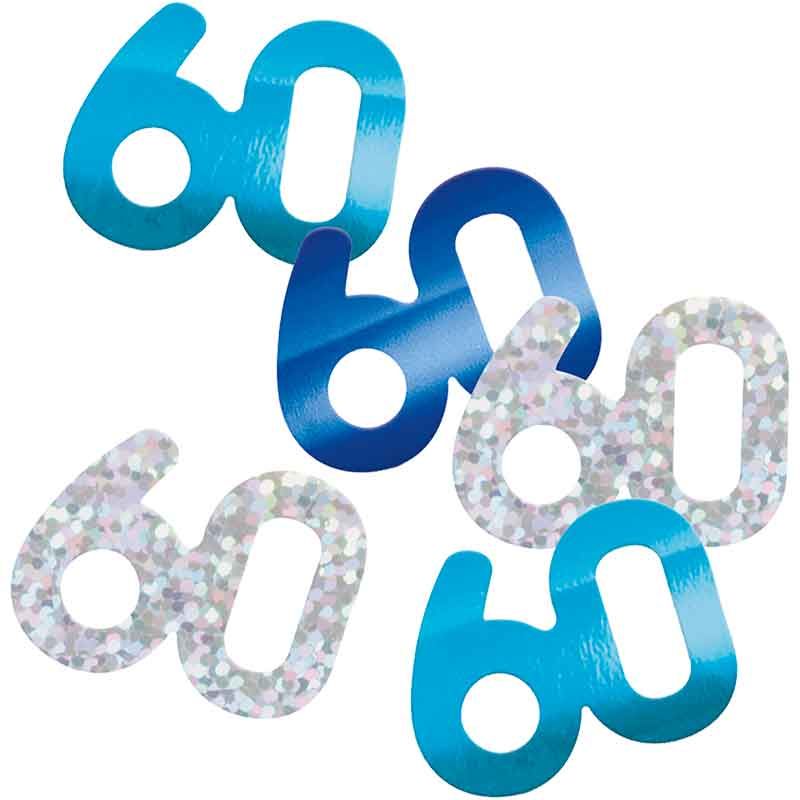 Glitz Blue 60th Happy Birthday Table Confetti
