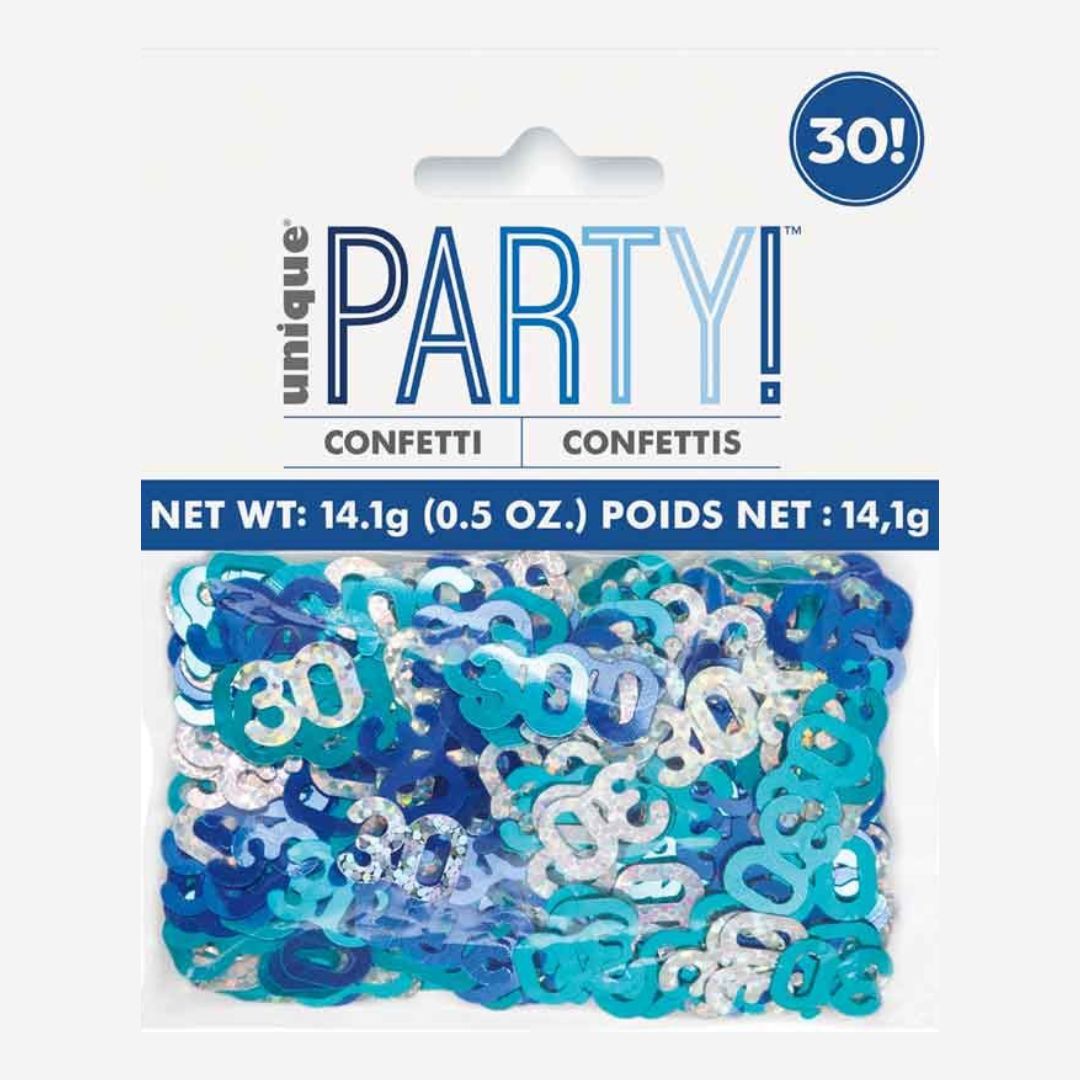 Glitz Blue 30th Happy Birthday Table Confetti