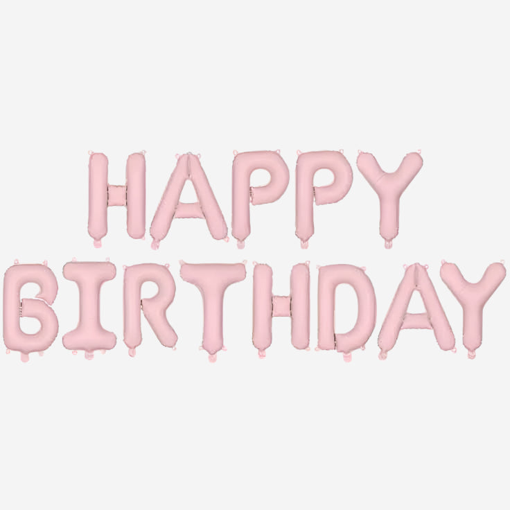 Happy Birthday Pastel Pink Balloon Banner