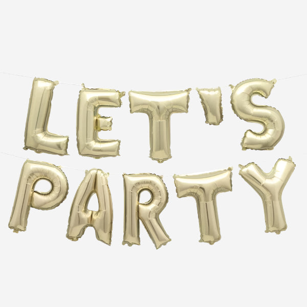 Gold Let’s Party Balloon Banner