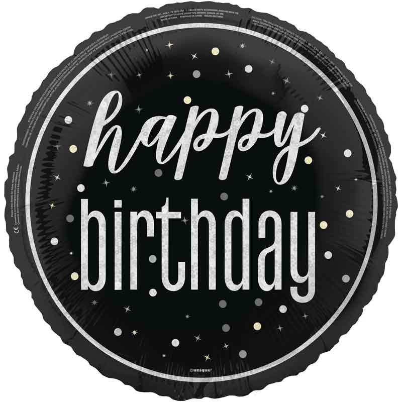 Glitz Black Happy Birthday Inflated Foil Balloon