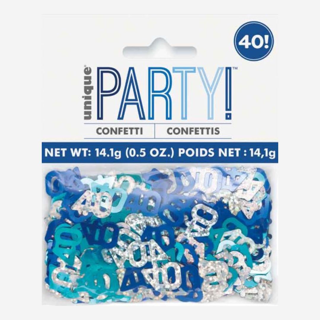 Glitz Blue 40th Happy Birthday Table Confetti