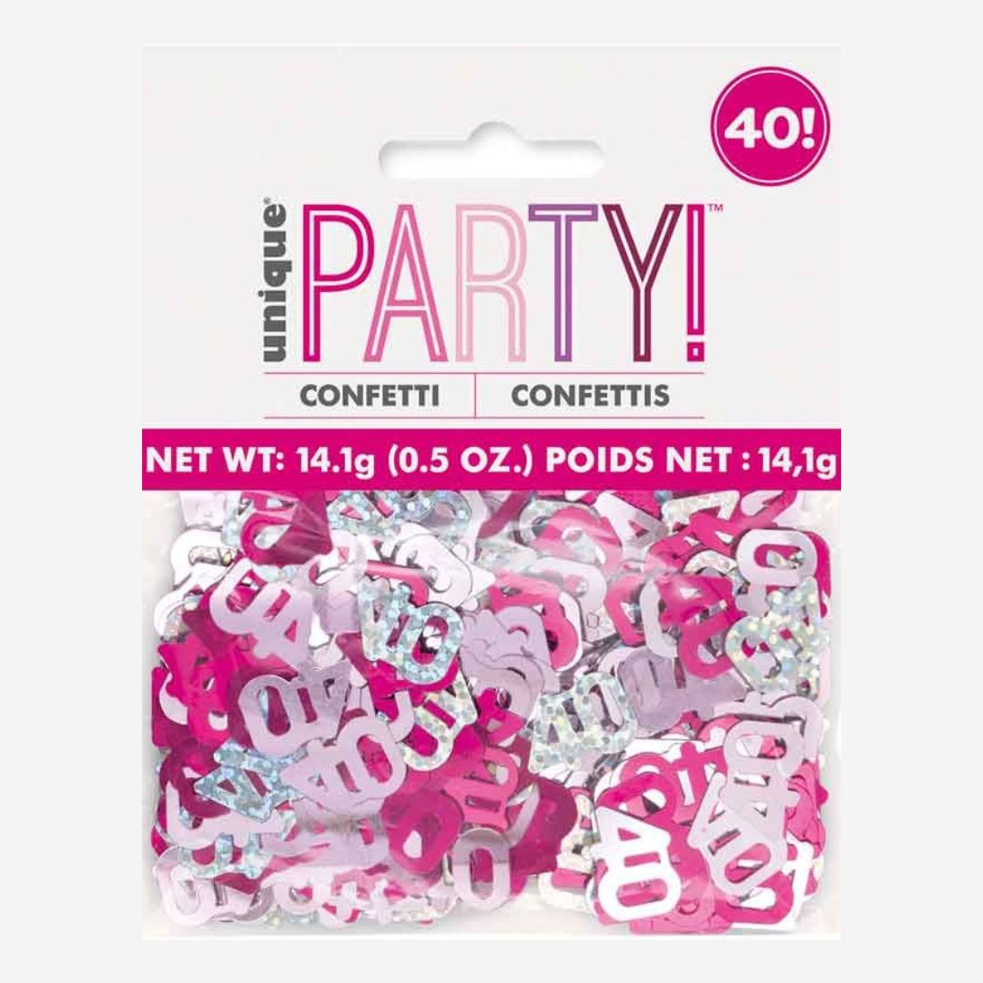 Glitz Pink 40th Happy Birthday Table Confetti