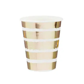 Gold Striped Paper Cups 8 Pack