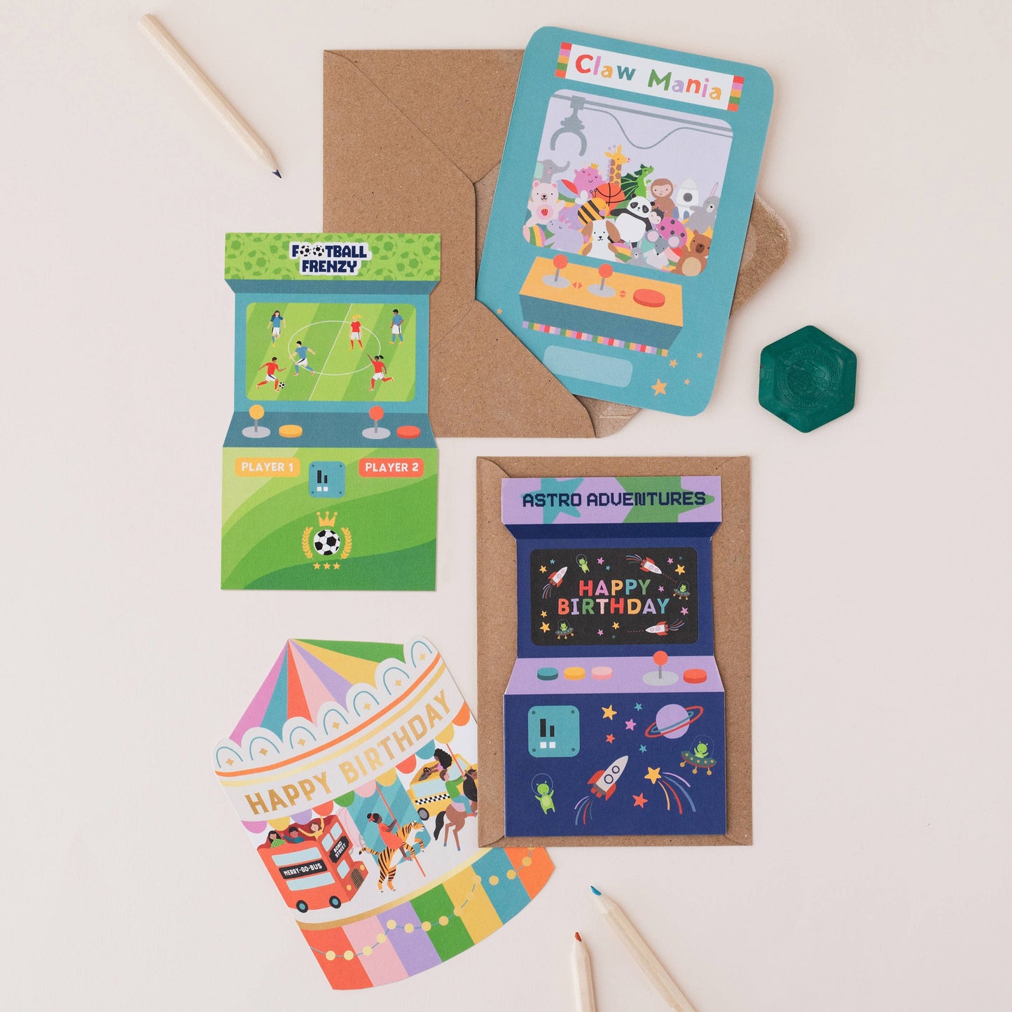 Football Frenzy Arcade Shaped Birthday Card