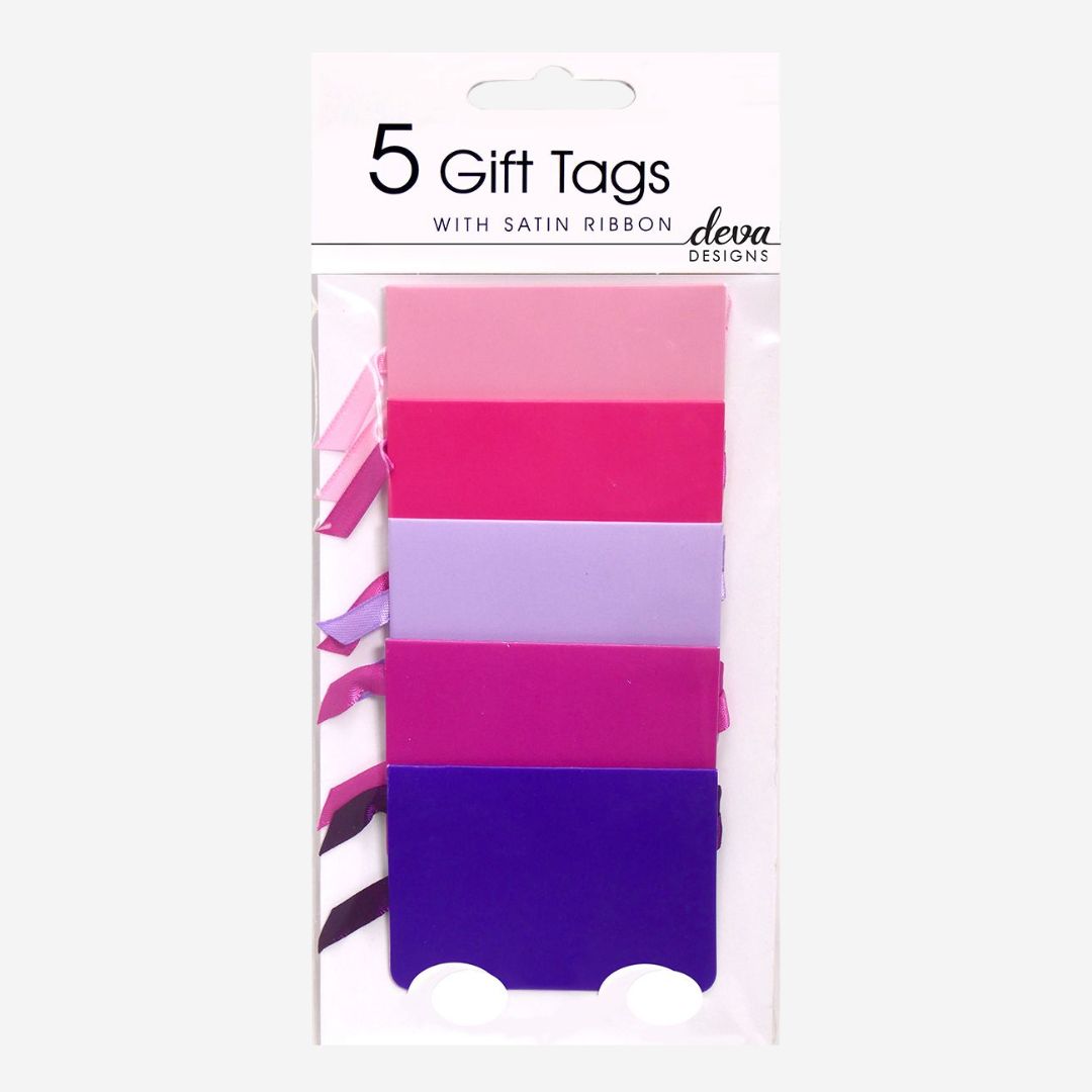 Pack of 5 Gift Tags Pink/Purple
