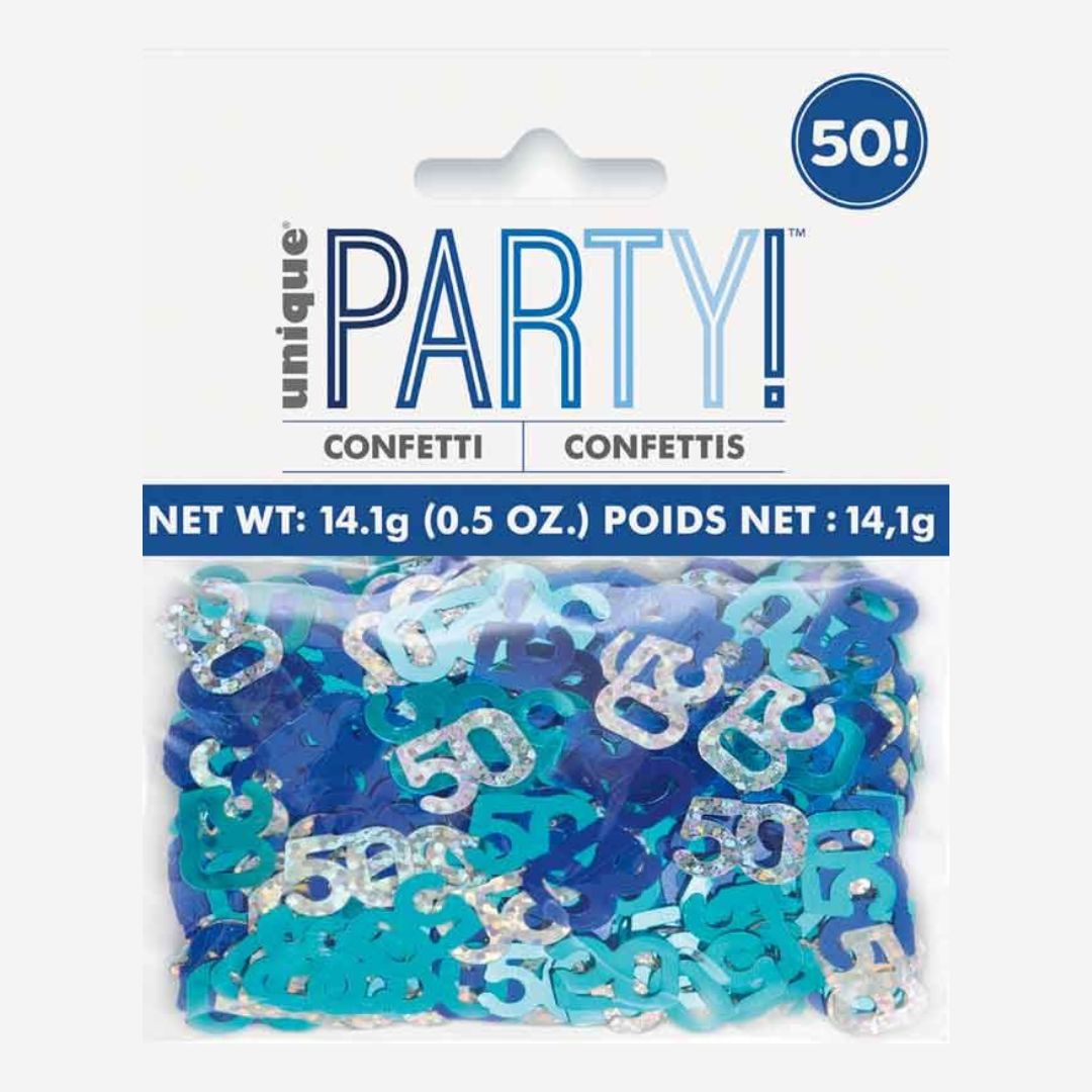 Glitz Blue 50th Happy Birthday Table Confetti