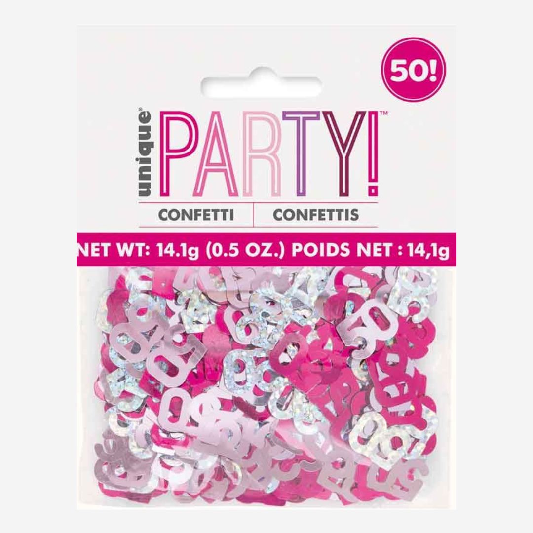 Glitz Pink 50th Happy Birthday Table Confetti