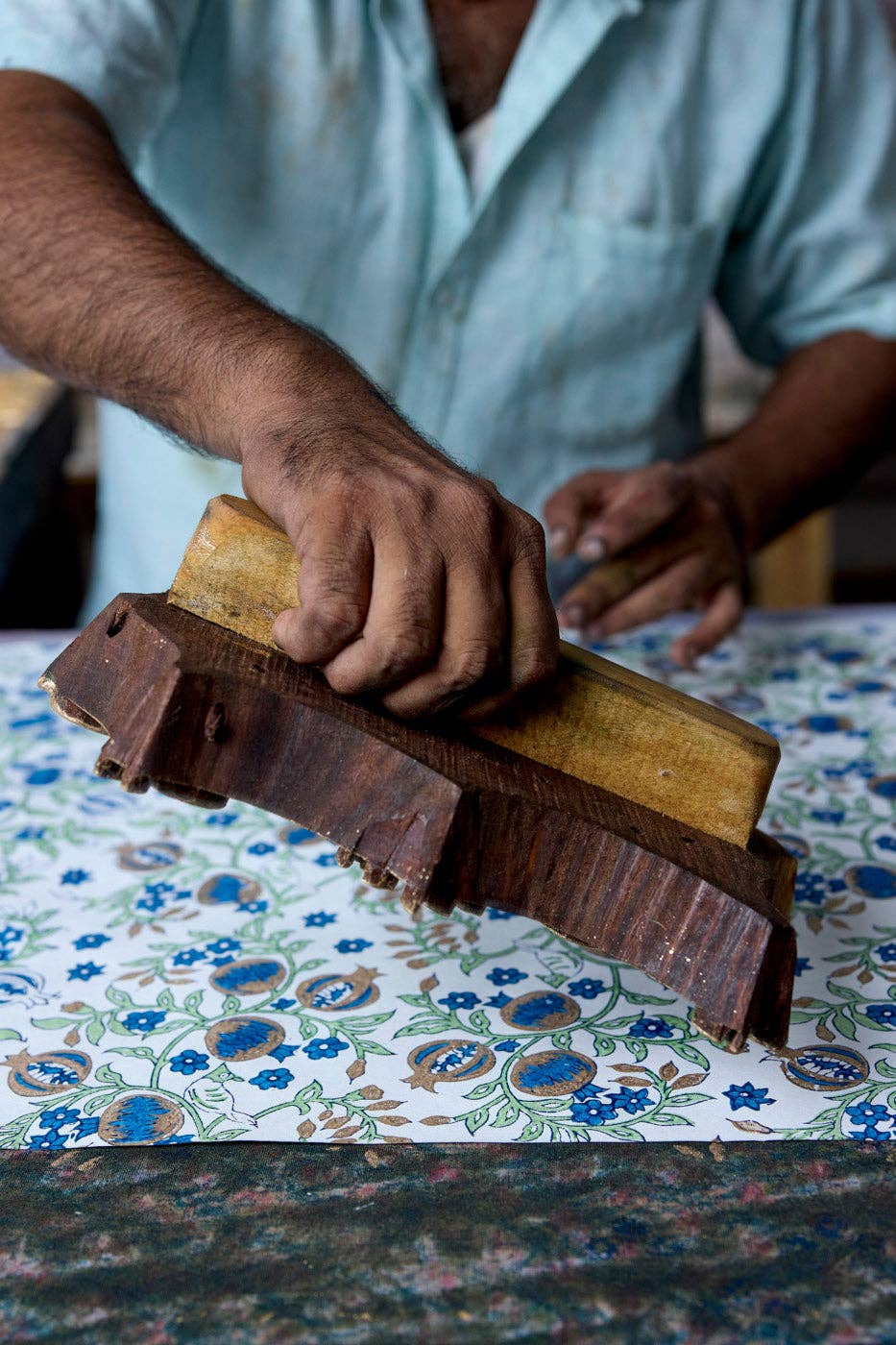 Hand Block Printed Greeting Card - Pomegranate Indigo