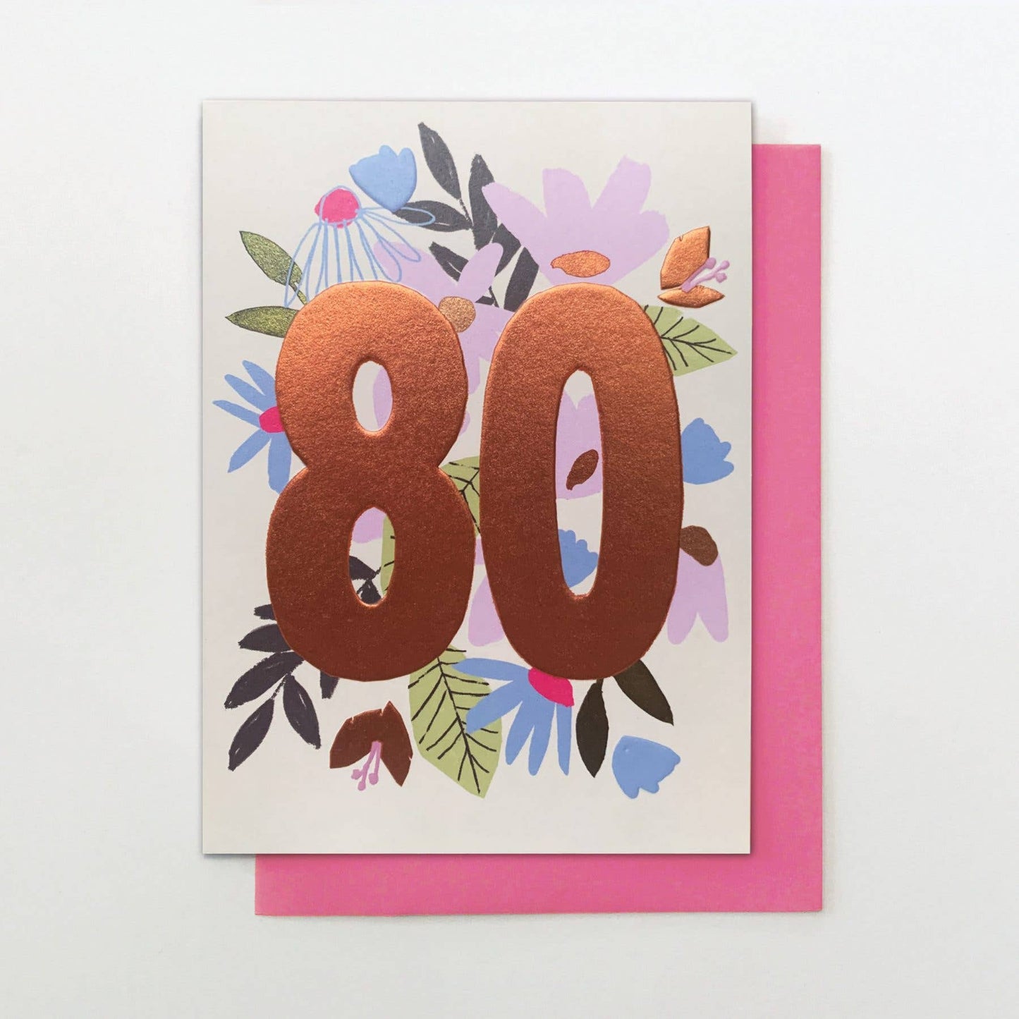 Floral 80th Birthday Card