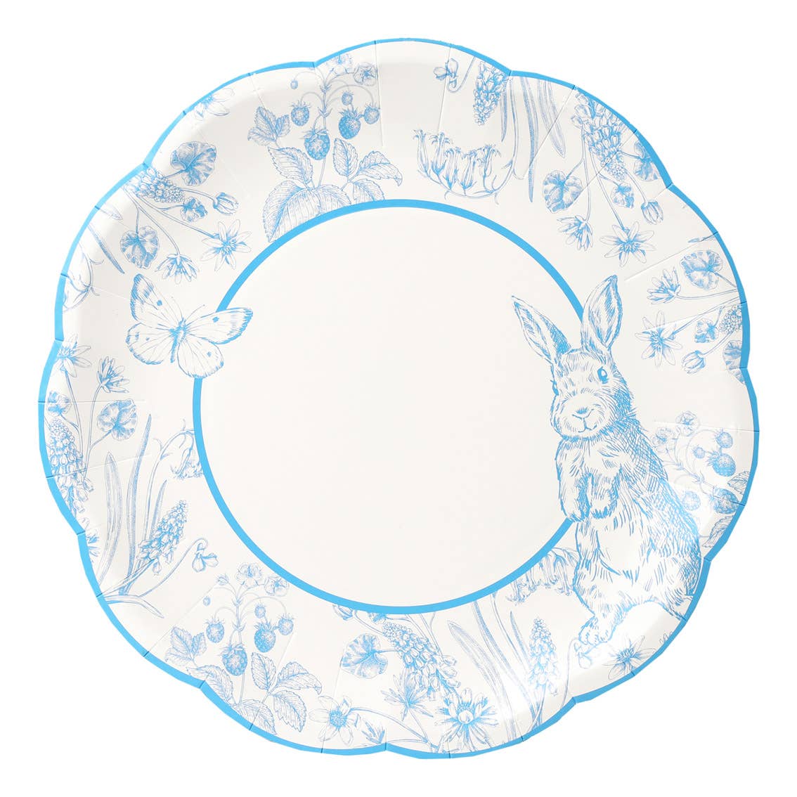Playful Pierre Blue & White Scalloped Paper Plates