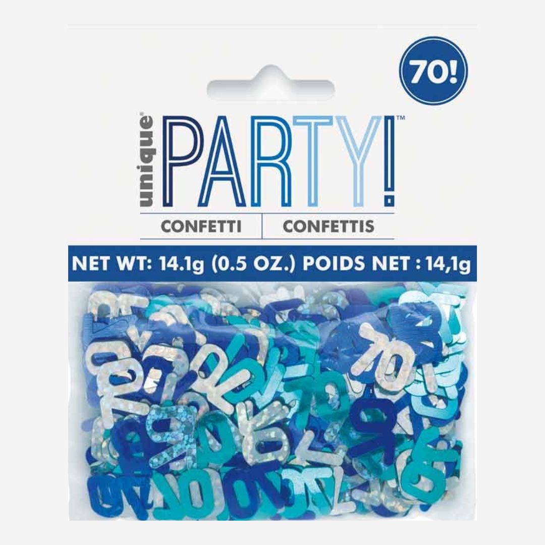 Glitz Blue 70th Happy Birthday Table Confetti