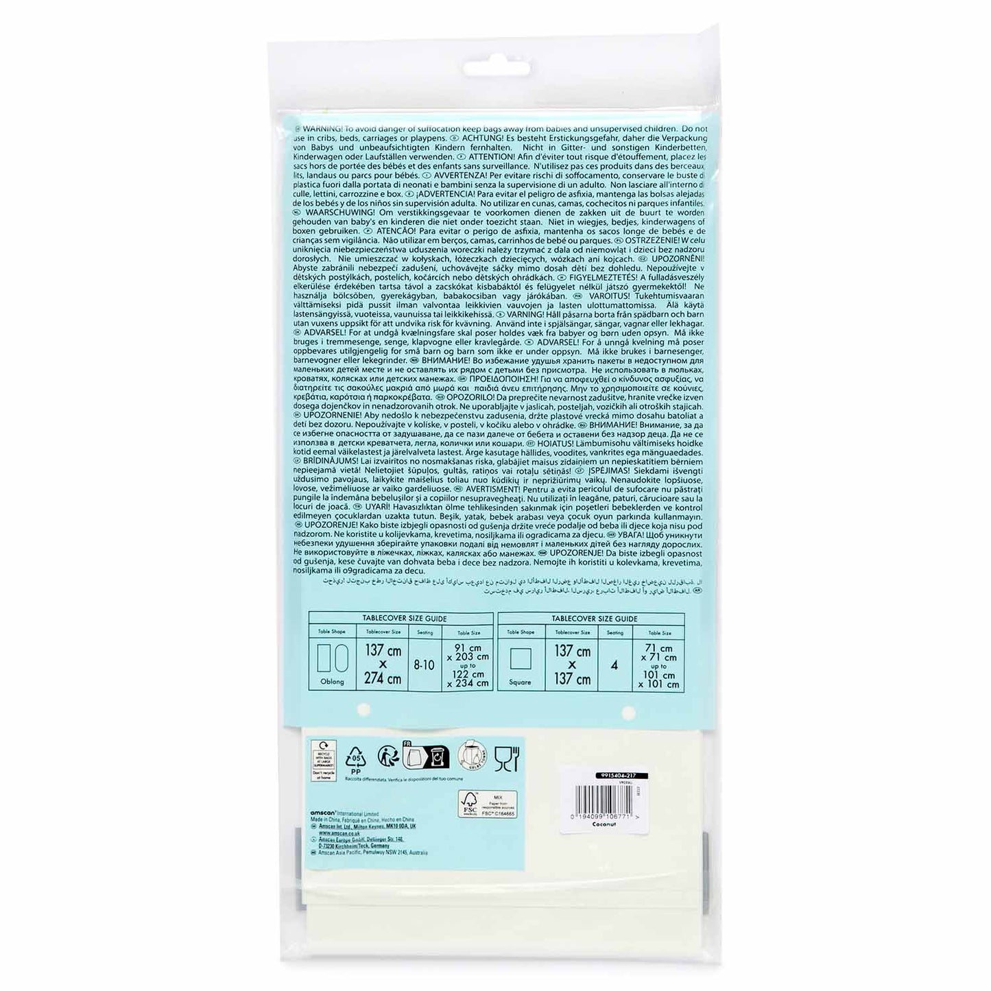 Coconut White Paper Tablecover