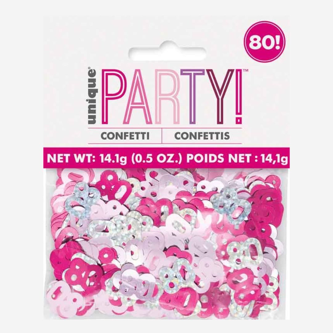 Glitz Pink 80th Happy Birthday Table Confetti
