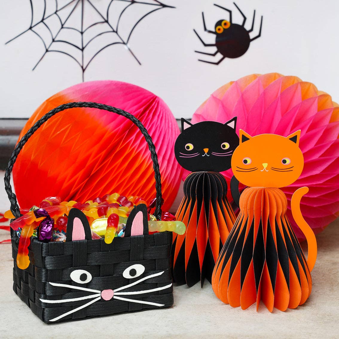 Halloween Black Recycled Cat Shaped Basket |Halloween Décor|