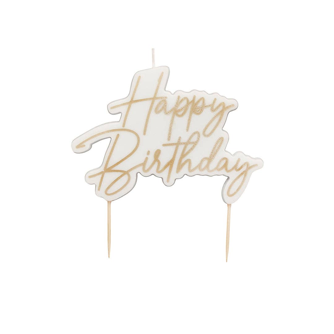 Gold Happy Birthday Wax Candle