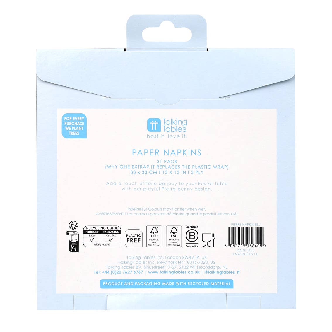 Playful Pierre Blue & White Paper Napkins