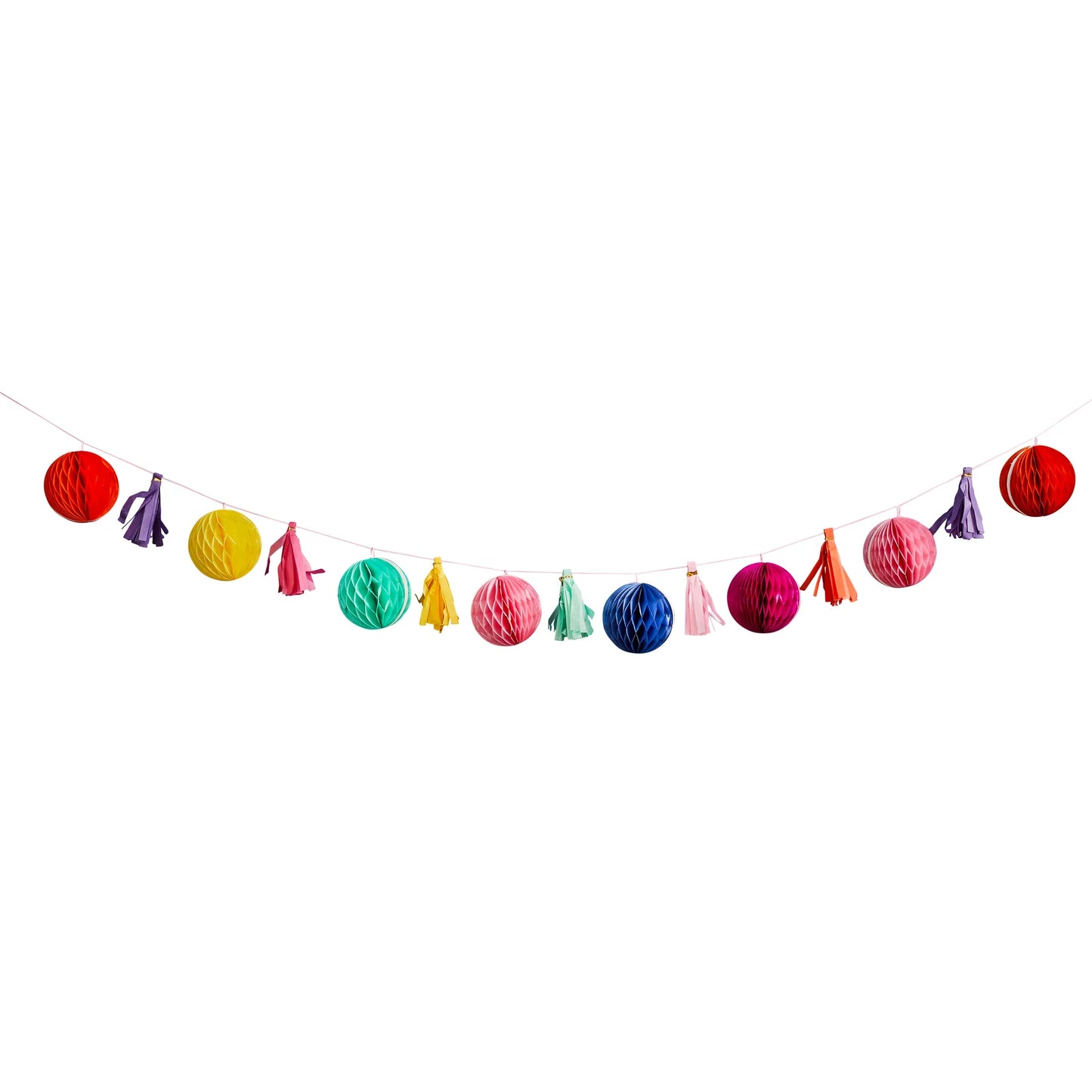 Bright Coloured Honeycomb & Tassel Garland