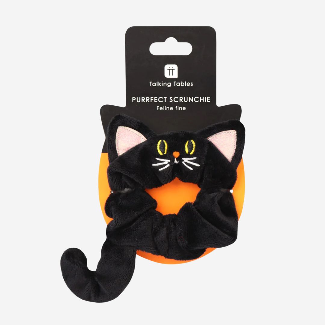 Halloween Black & Orange Cat Hair Scrunchie