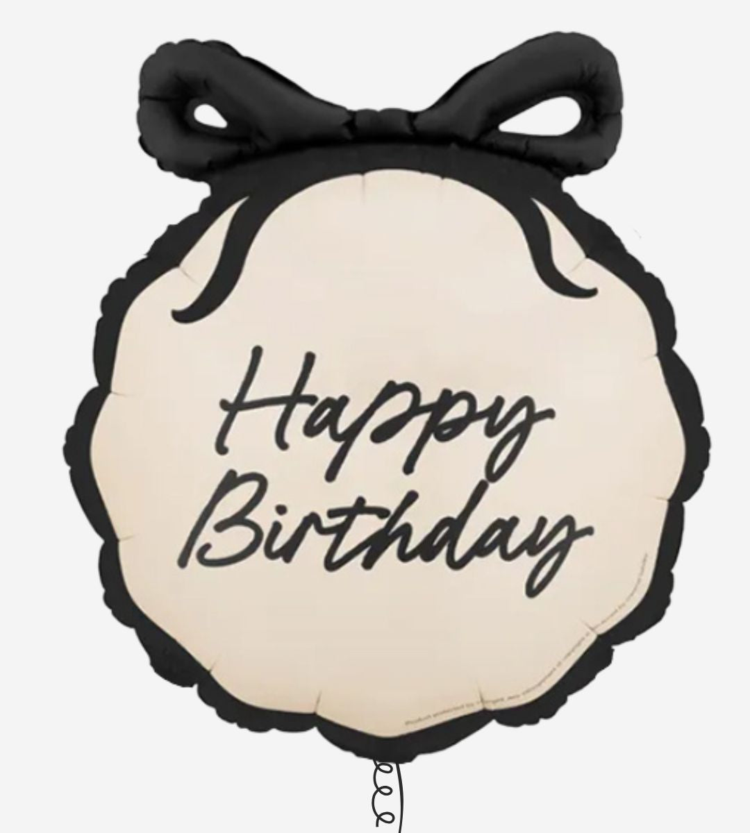 Happy Birthday Black And Cream Bow Inflated Foil Balloon