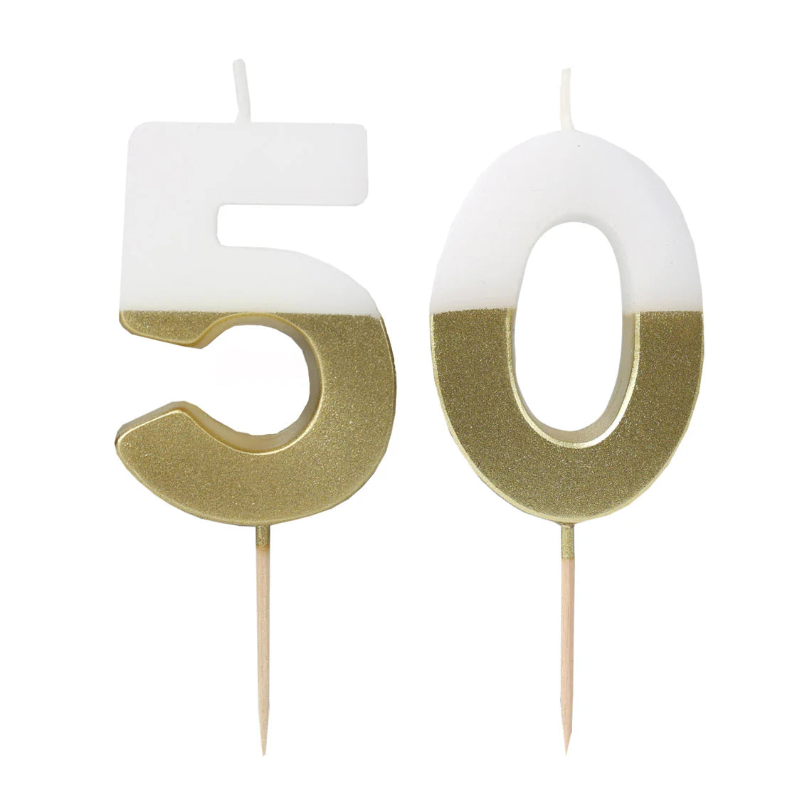 White & Gold Milestone Number Candles