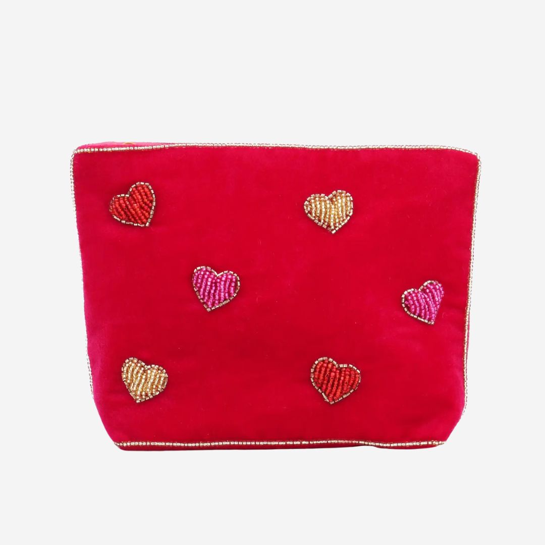 Multi Heart Beaded Medium Pouch