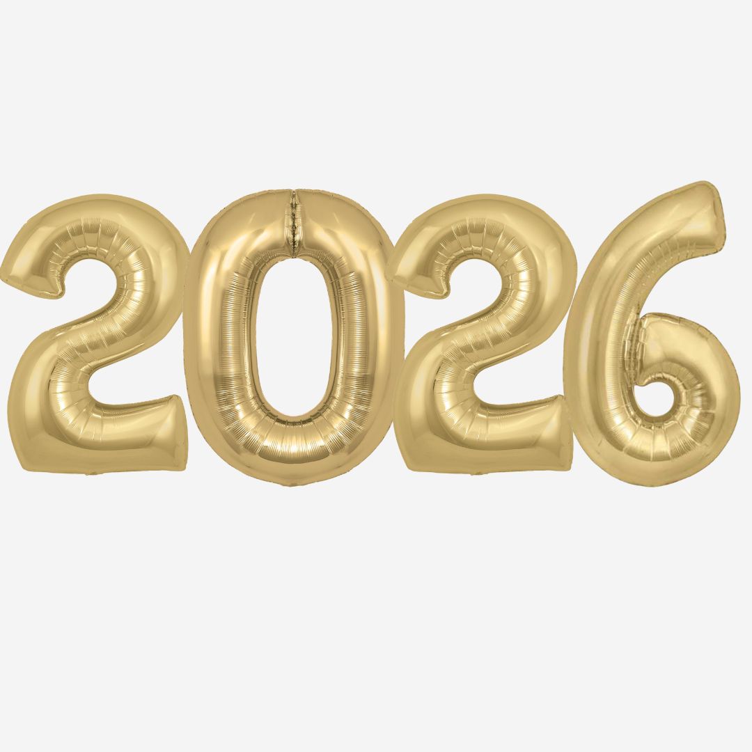 2026 CHROME GOLD Foil Balloons Inflated