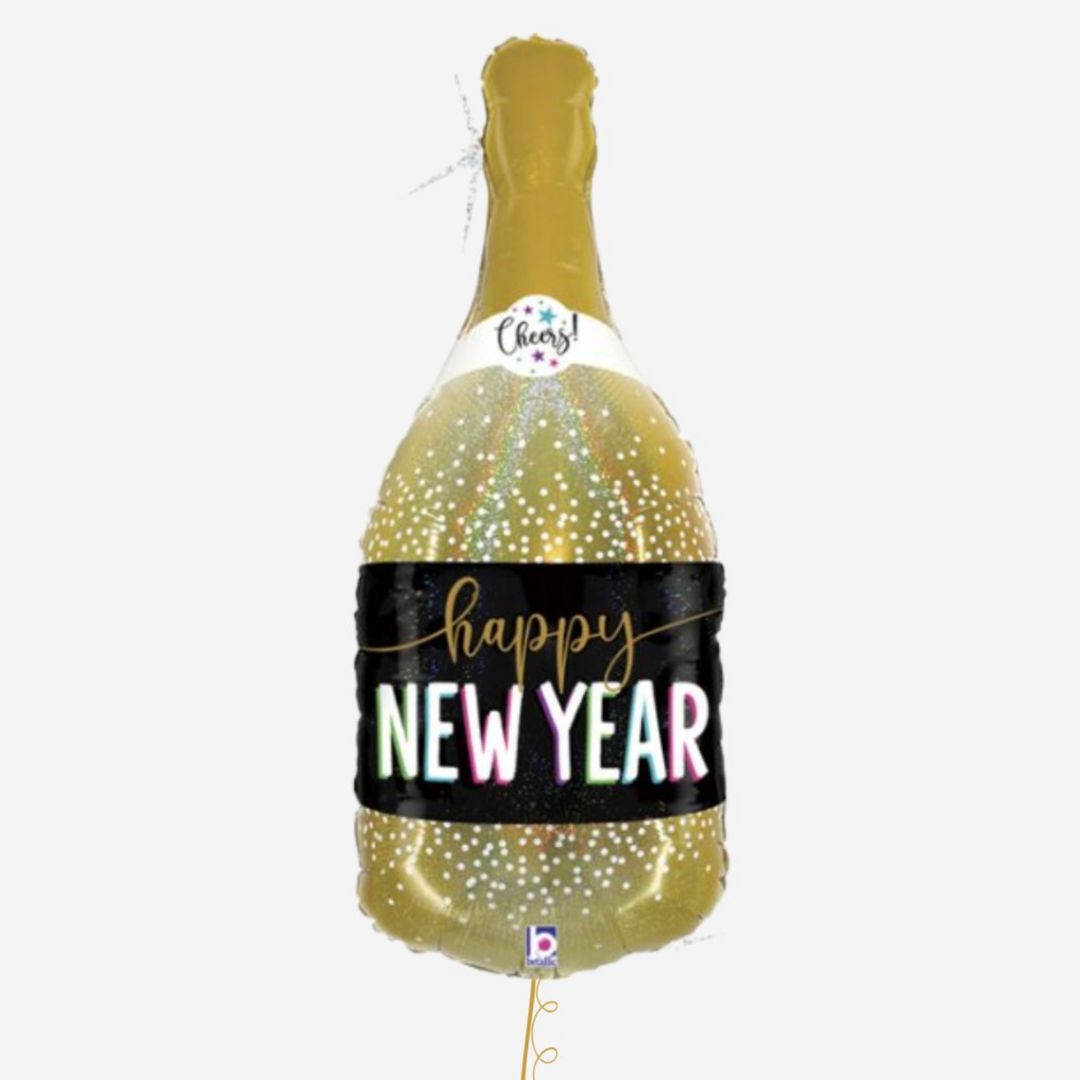 Happy New Year Champagne Bottle Balloon Bouquet