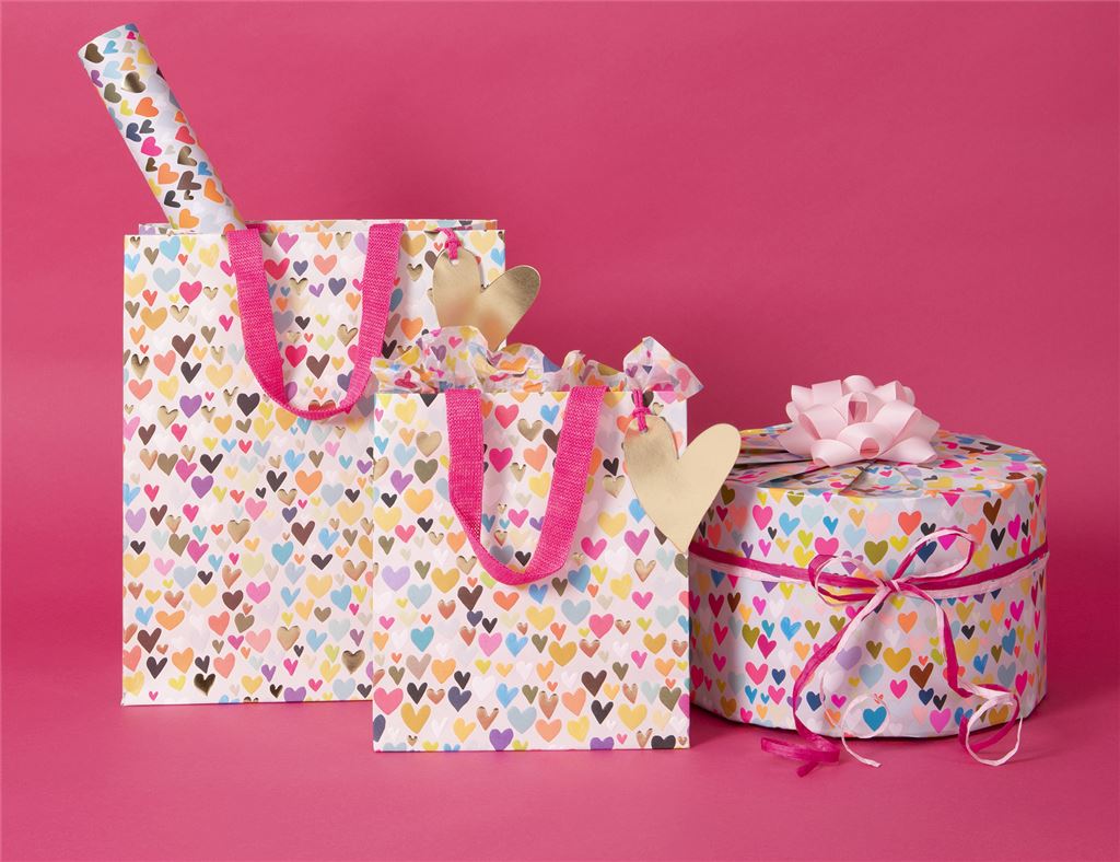 Colourful Hearts Wrapping Paper by Paper Salad