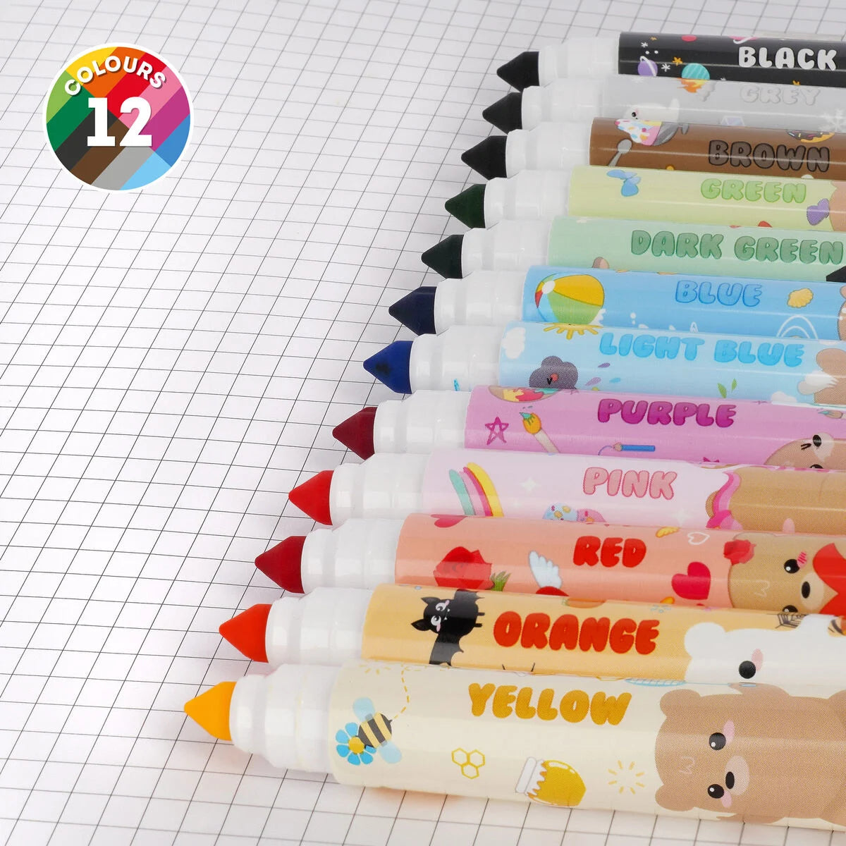 Set of 12 Markers - Teddy Friends