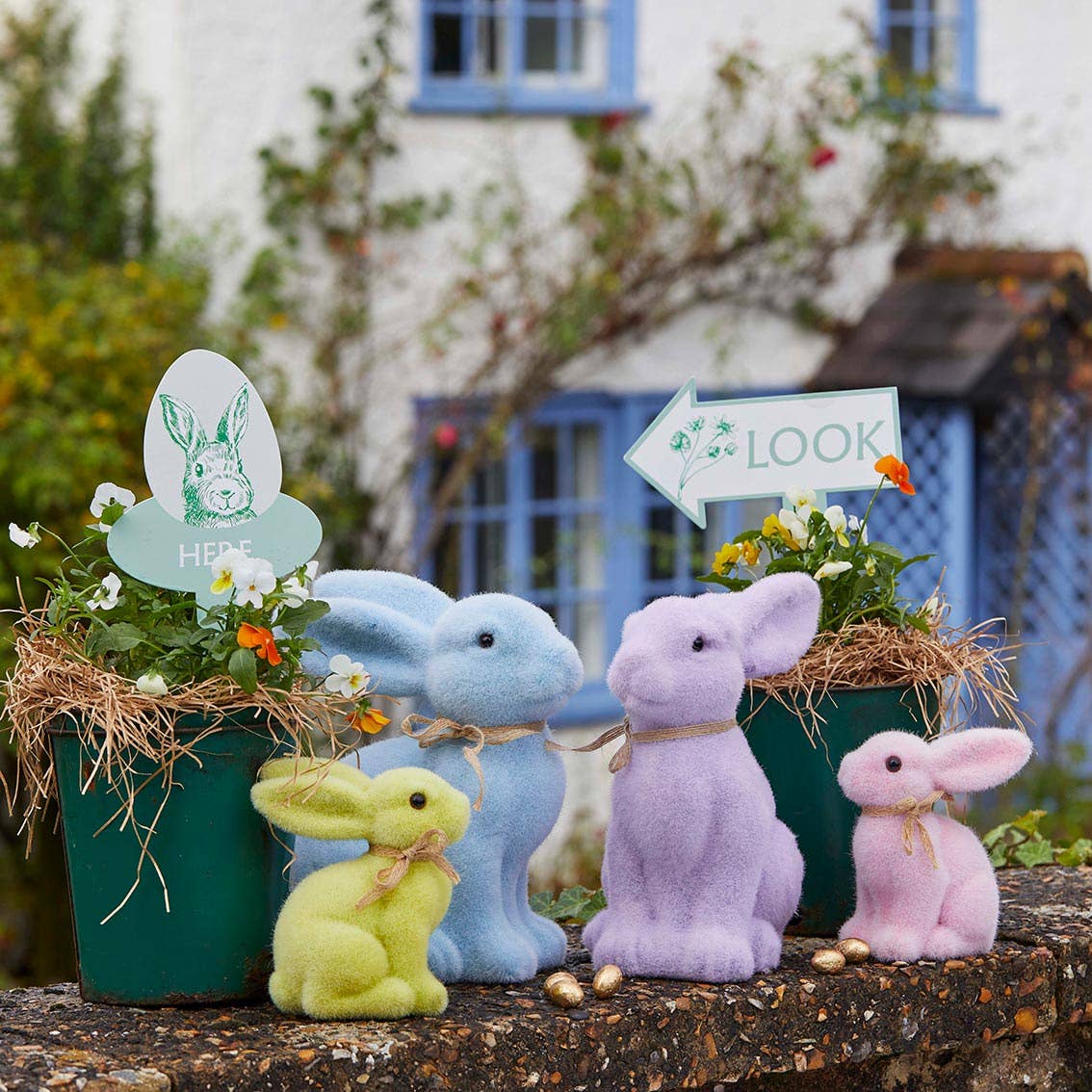 Blue Easter Bunny Table Decoration - 25cm