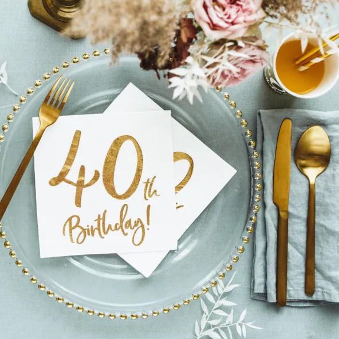 40th Gold Foiled Birthday Napkin