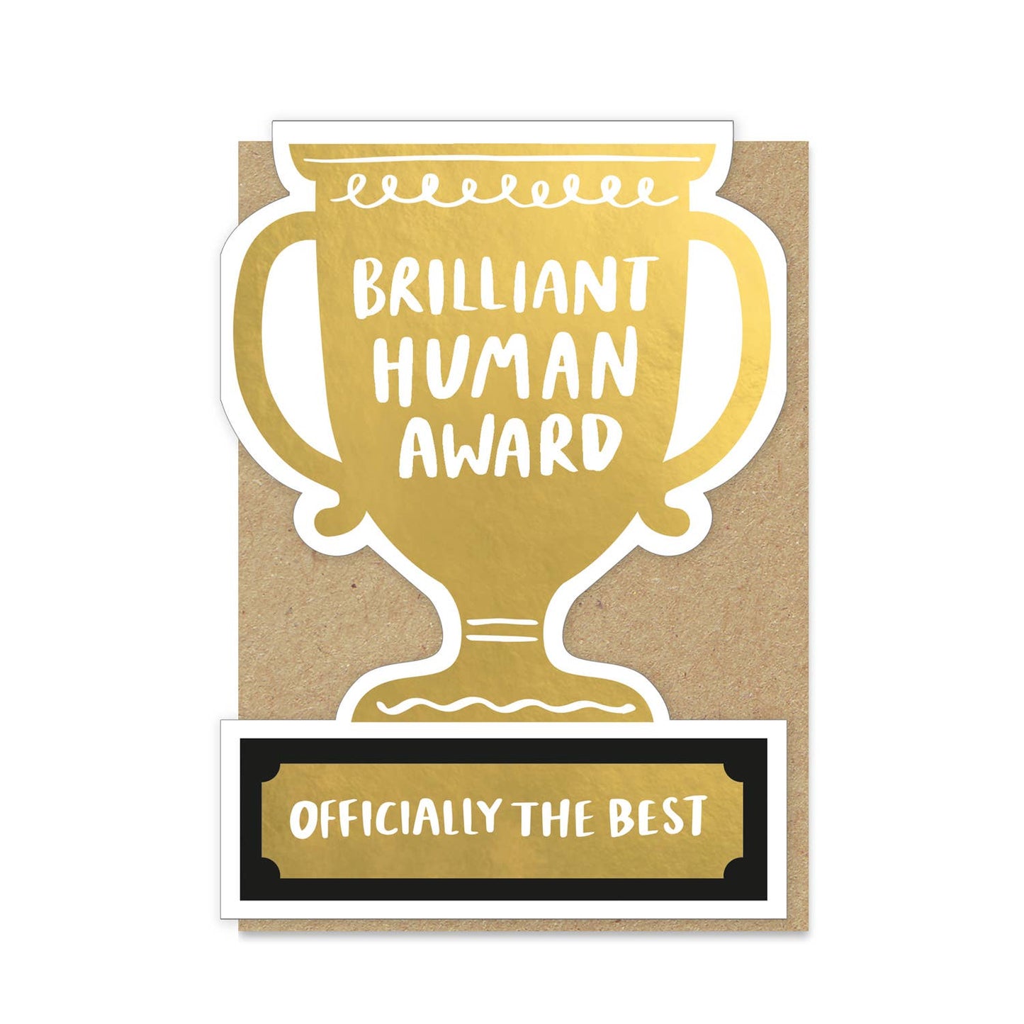 Diecut foiled Brilliant Human trophy Card | Gold Trophy Card: Celo bags