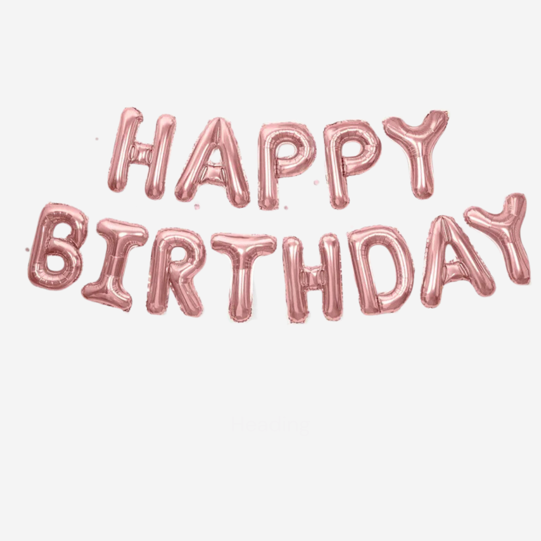 Happy Birthday Rose Gold Foil Balloon Banner