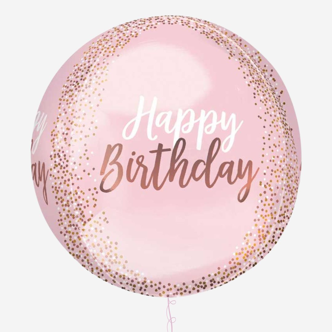 Rose Happy Birthday Orbz Inflated Foil Balloon