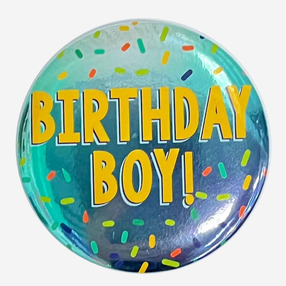 Confetti Birthday Boy Badge