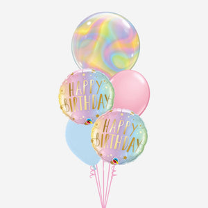 Swirl Happy Birthday Bubble Balloon Bouquet