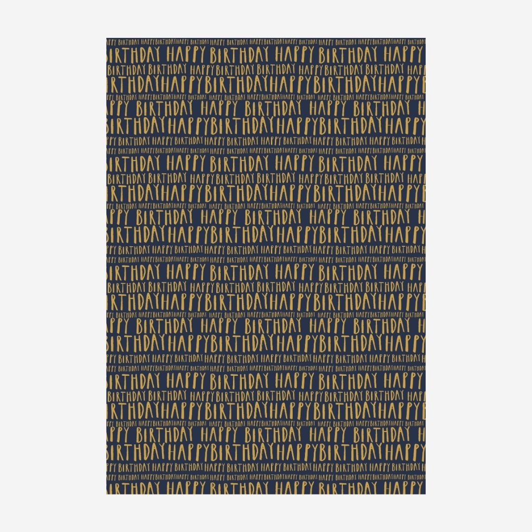 Happy Birthday Navy Wrapping Paper Roll