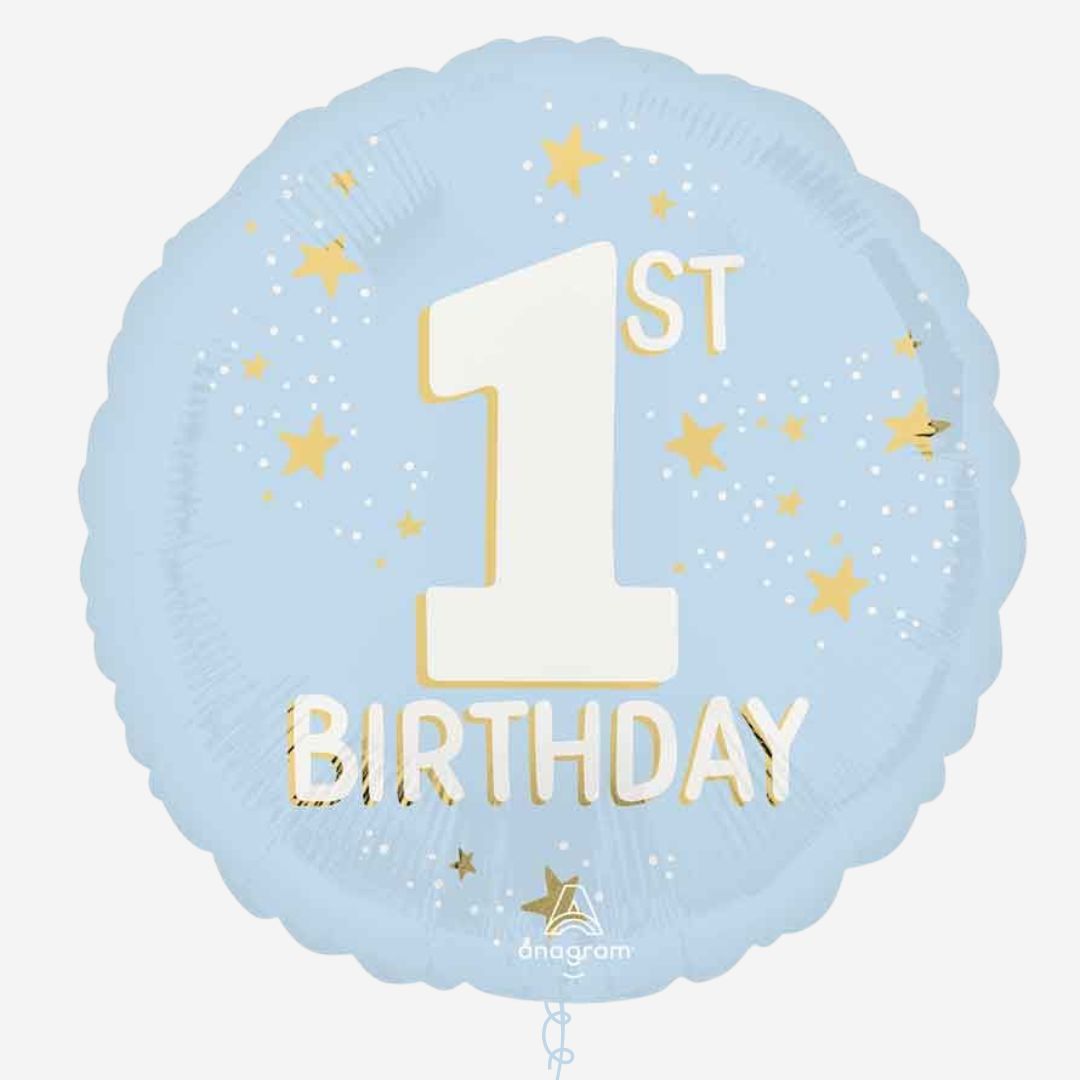 18" Light Blue 1st Birthday Inflated Foil Balloon