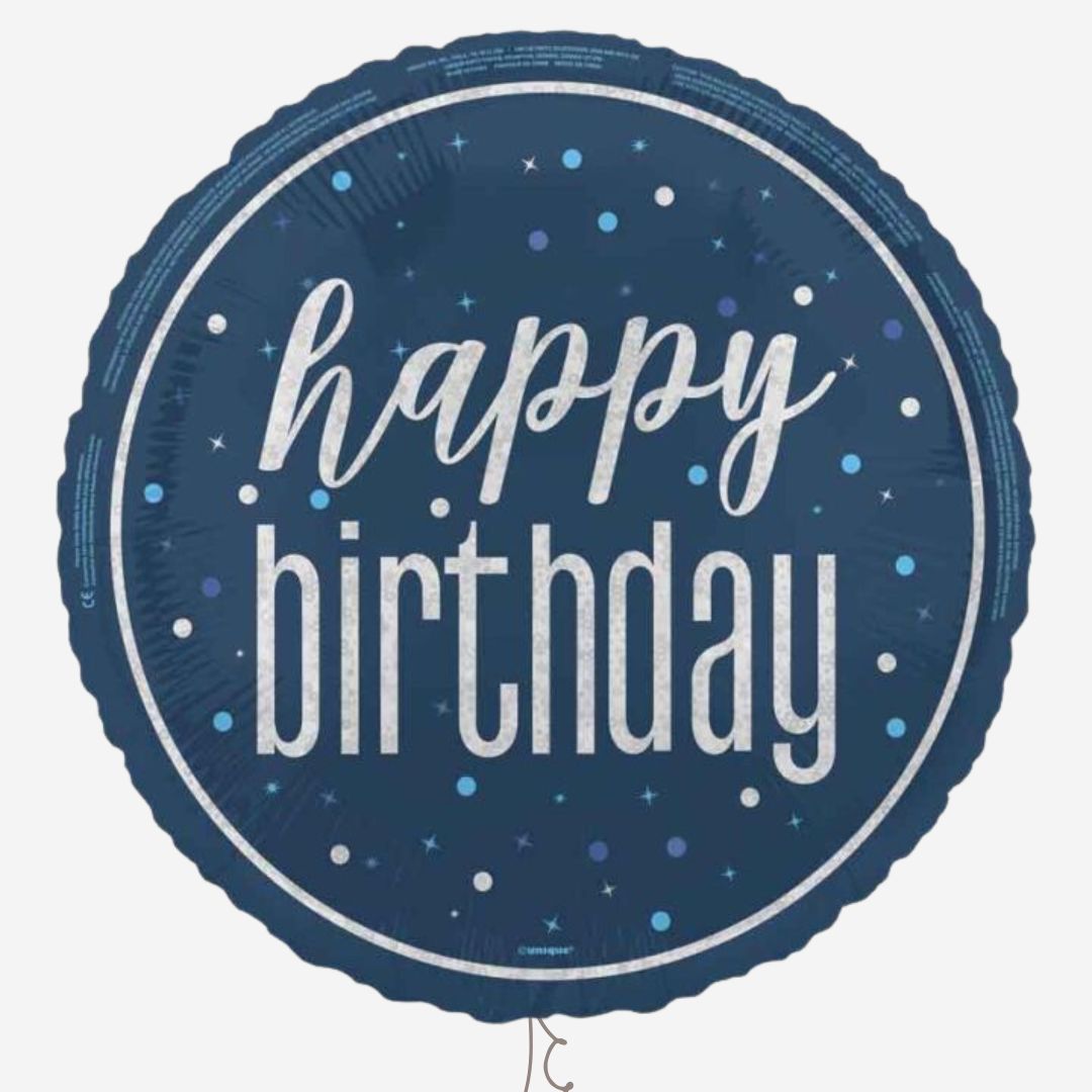 Glitz Blue Happy Birthday Inflated Foil Balloon