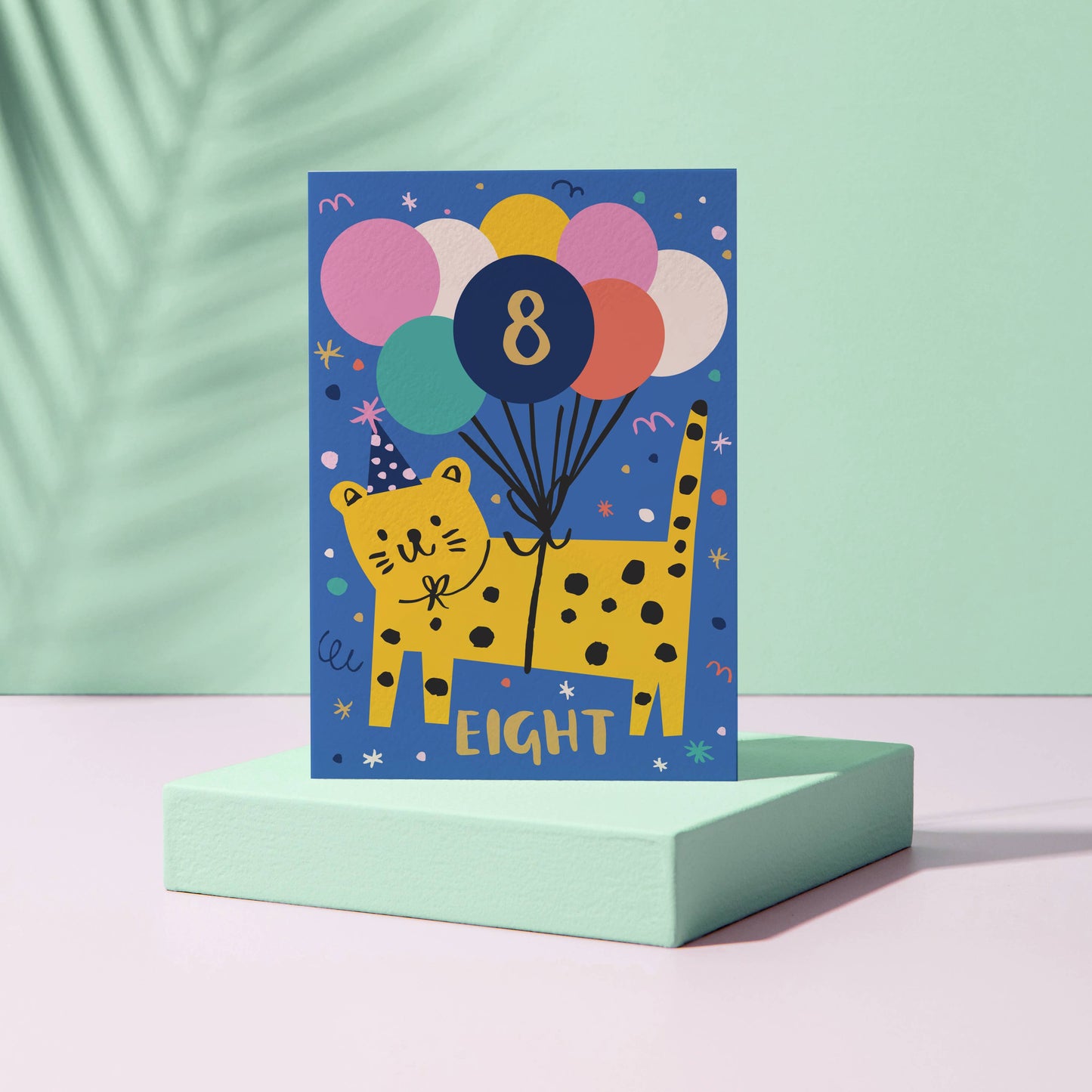 Age 8 Birthday Card – Tiger Theme – Kids Number Card – Eight Years Old